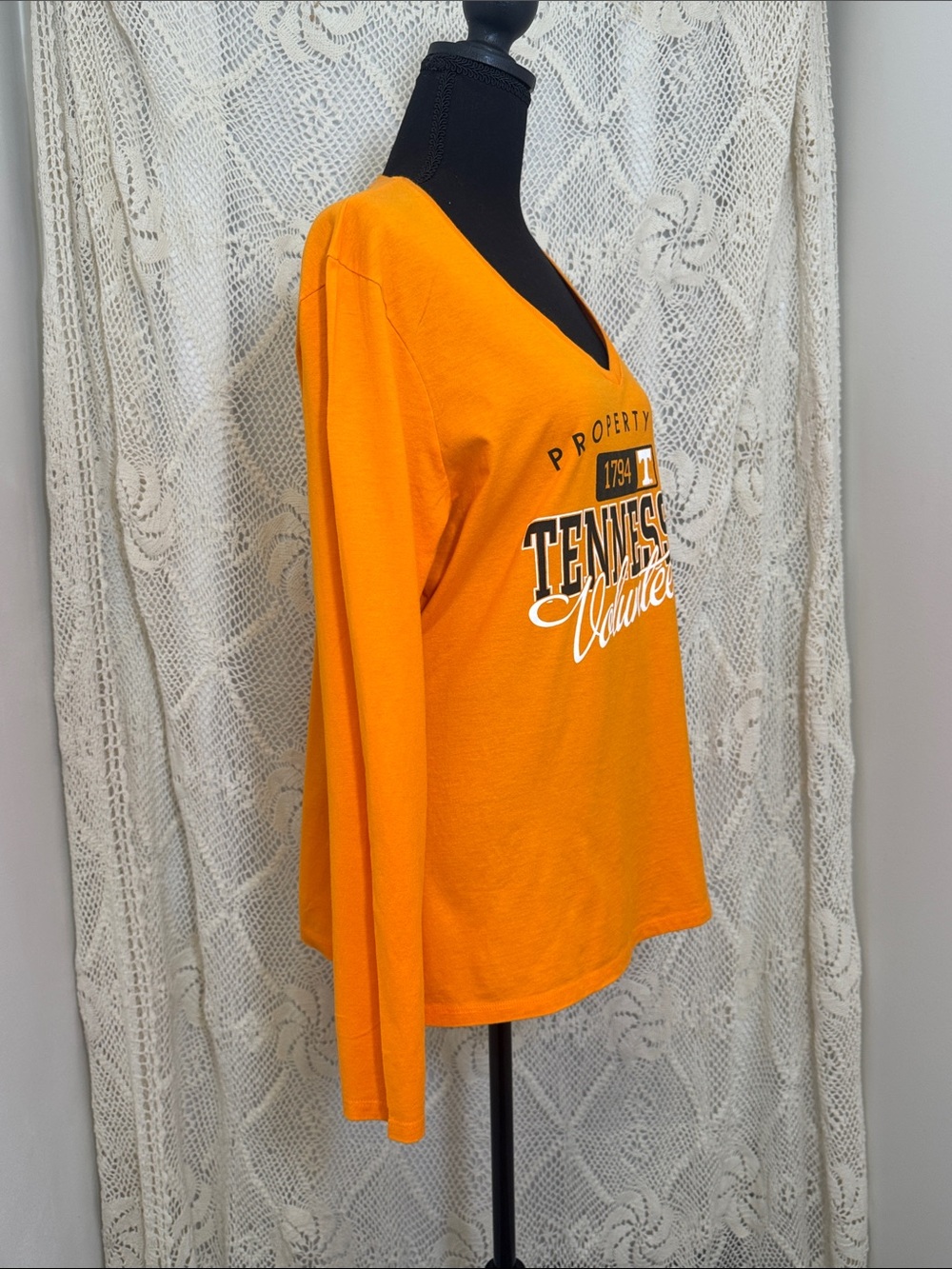 Russell Athletic Tennessee Volunteers Long Sleeve V-Neck Top - Orange - Picture 3 of 6